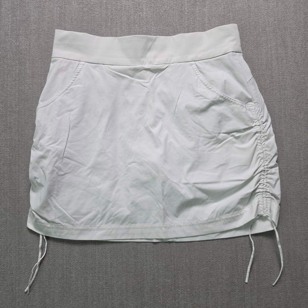 Columbia Skort Women M White Ruched Side Drawstring Athletic Golf Tennis Mini